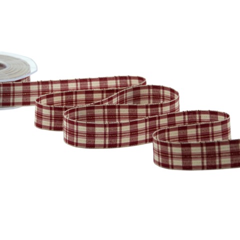 NASTRO AMARANTO TARTAN SCOZZESE 25MM. 20MT.